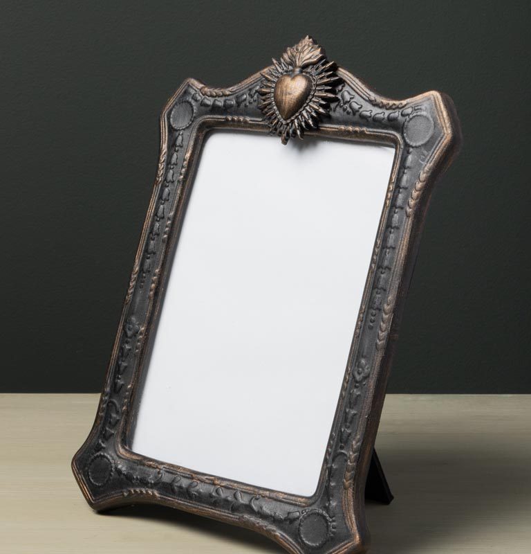 Porte Photo Ex-Voto Noir en Résine et Verre 24,5x18cm