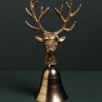 Cloche Cerf en Métal Doré 14x7cm