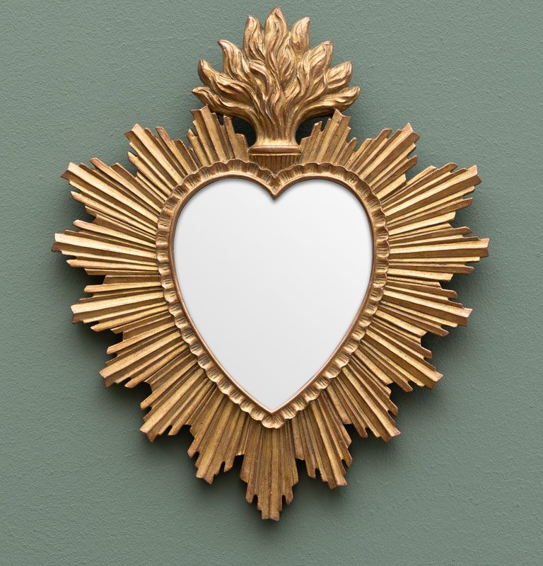 Miroir Mural Ex-Voto en Résine Dorée 30,5x26cm