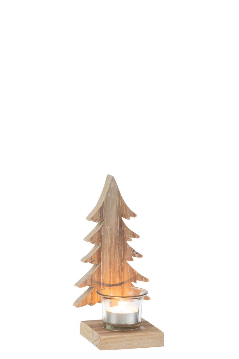 Photophore Sapin en Bois 10x9,5x20cm