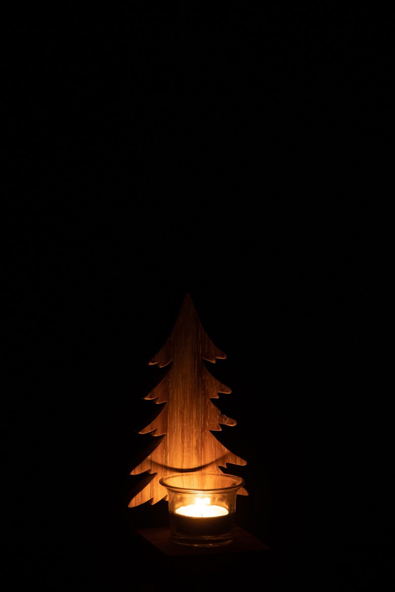 Photophore Sapin en Bois 10x9,5x20cm – Image 2