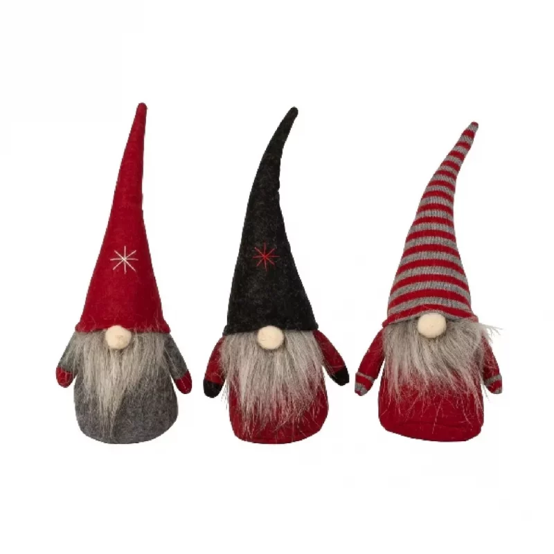 Gnome en Feutrine, H.10cm, 3 Modèles au Choix