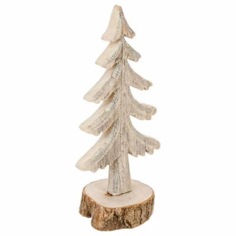 Sapin en Bois sur Rondin, 12x9xH.27cm