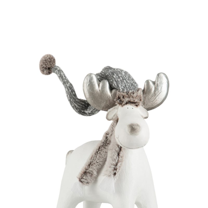 Renne Bonnet d'Hiver en Magnésie Grise 28x17x40cm