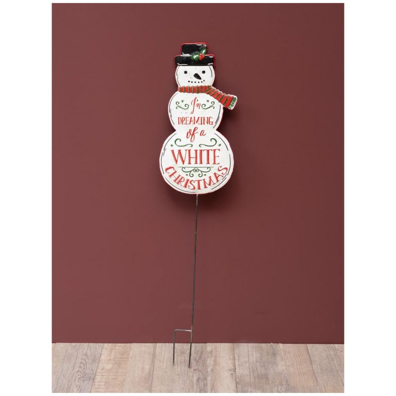 Panneau "White Christmas" Bonhomme de Neige en Métal 85,5x20cm
