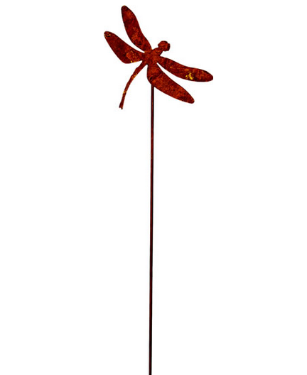 Piquet Libellule en Métal Rouillé 21x19x80cm