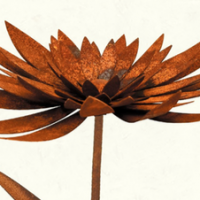 Fleur à Piquer en Métal Rouillé H.120cm