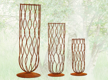 Corbeille à Bois ou Déco en Métal Rouillé 65x25cm