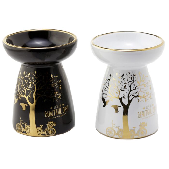 Brûle Parfum Céramique Arbre de Vie Doré, Coloris au Choix 11,5x9x9cm