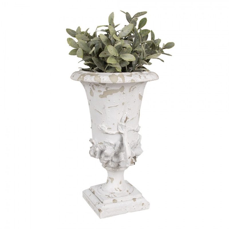 Pot de Fleurs Ø 19x28 cm Blanc Beige Polyrésine