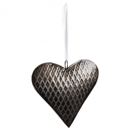 Pendentif Coeur en Métal Gris 15x3x15cm