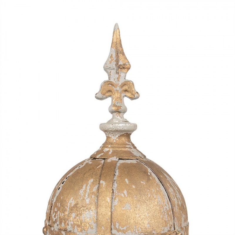 Ornement Décoratif en Métal Blanc et Or Antique ø19x45cm – Image 2