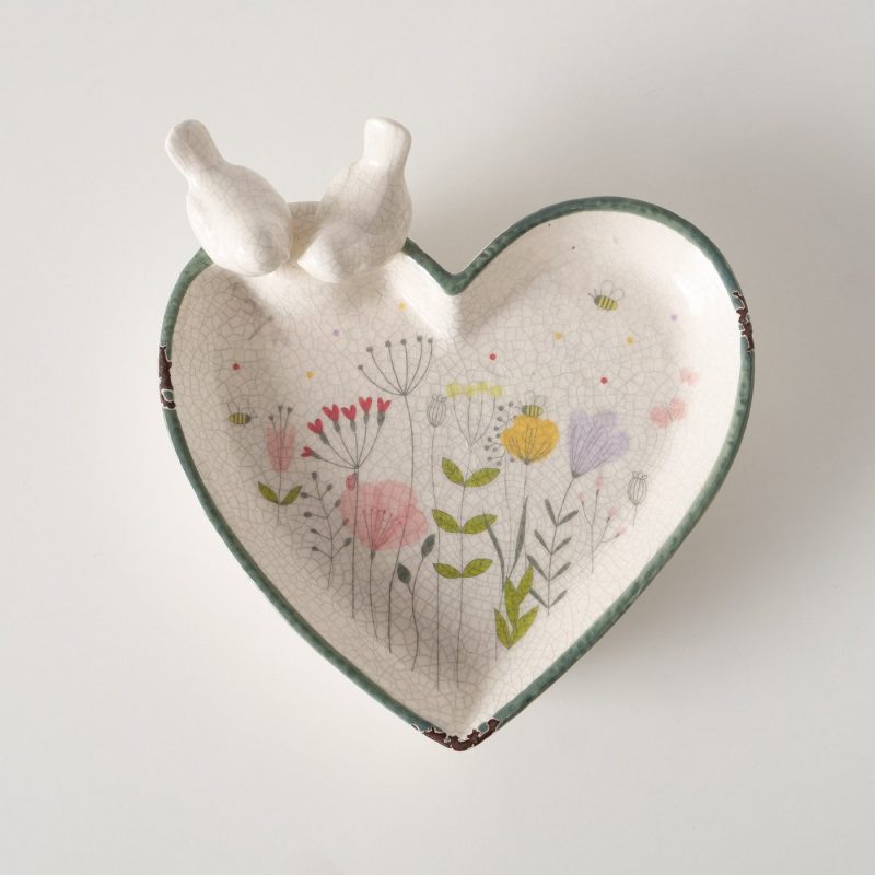 Bain d'Oiseaux "Florina" en Poterie Asoect Craquelée et Brillant, 2 Modèles au Choix, H.8cm – Image 2