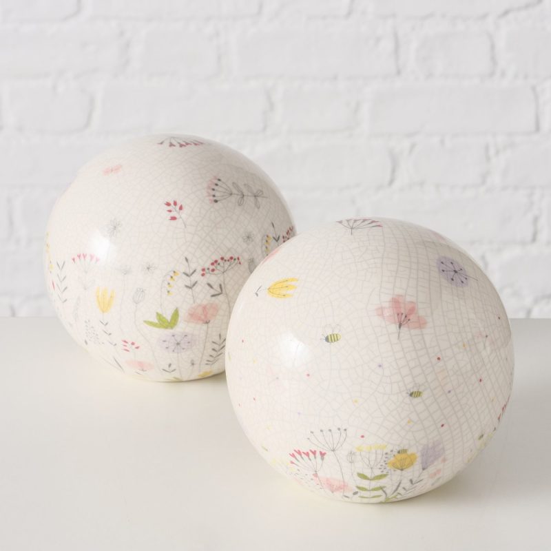 Boule Décorative "Florina" en Poterie Craquelée et Brillant, 2 Modèles au Choix ø12cm – Image 2