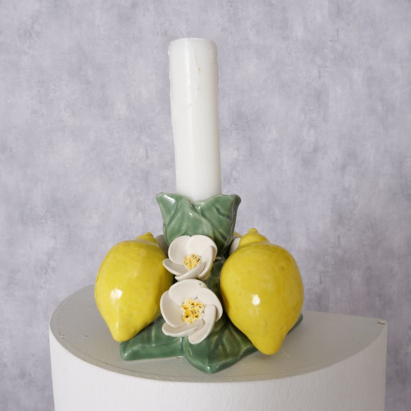 Bougeoir "Zitronella" Fleur et Fruit en Porcelaine 10xH.7cm – Image 2