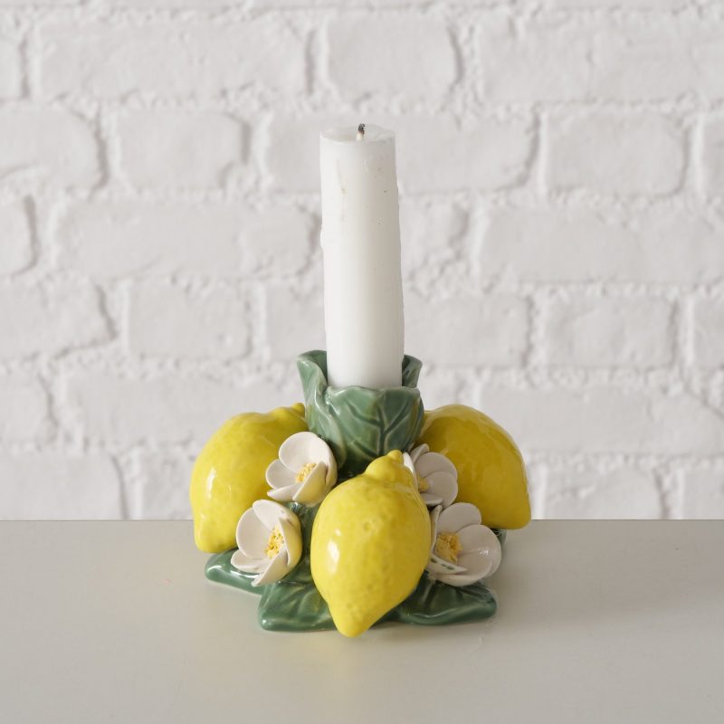 Bougeoir "Zitronella" Fleur et Fruit en Porcelaine 10xH.7cm – Image 3