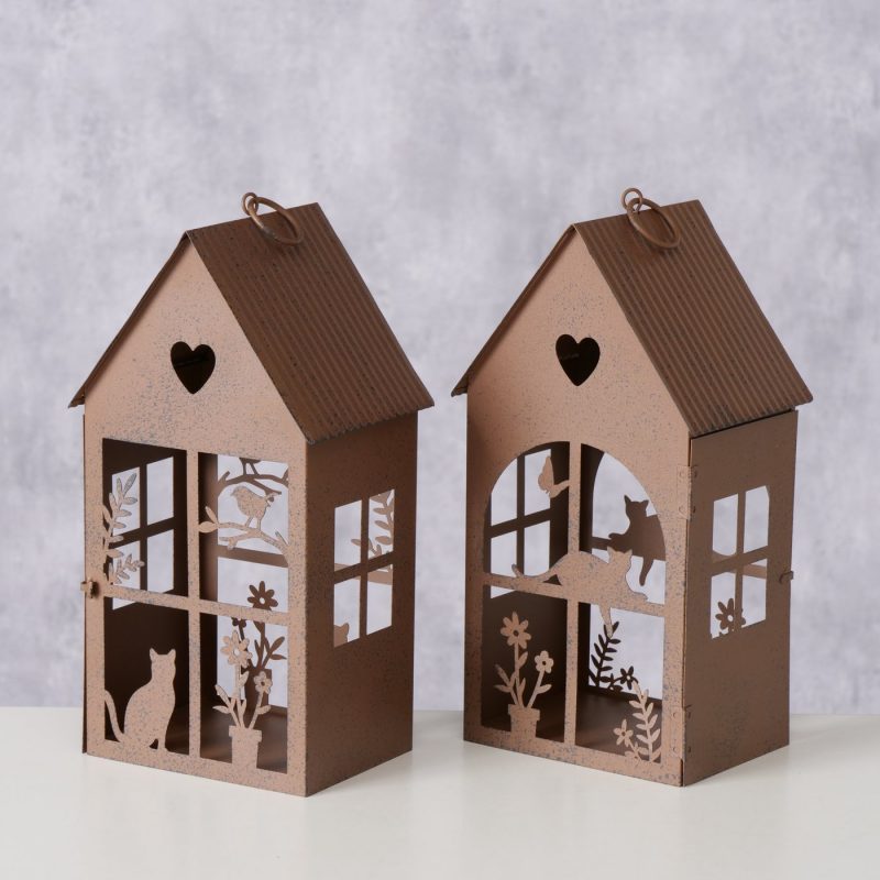 Lanterne "Cosina" en Métal Laqué Rouillé, 2 Modèles au Choix, 9x25cm – Image 5