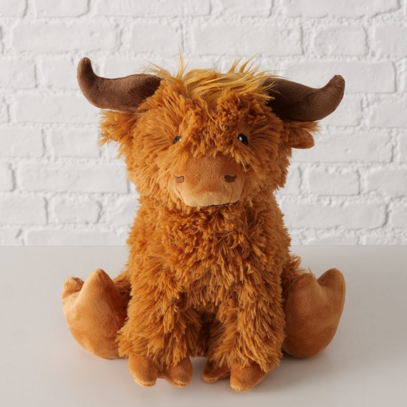 Cale Porte, Peluche Highland Cow "Bente", Sable et Polyester Brun H.21cm