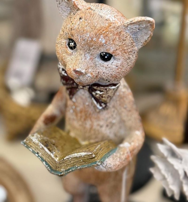 Figurine décorative Chat 27 cm Beige et Or – Image 2