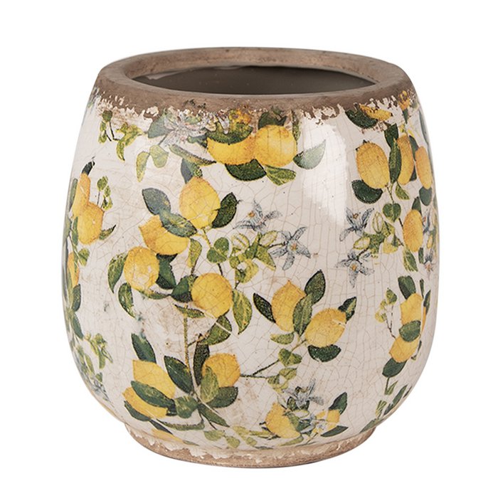 Pot de Fleurs en Céramique Décor Citrons ø13x13cm