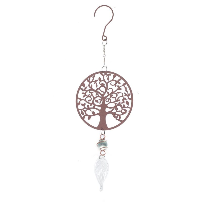 Pendentif "Arbre de Vie" en Métal et Verre 13x2x37cm