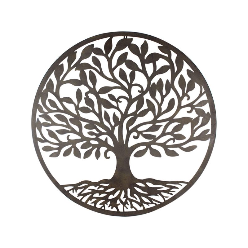 Cercle "Arbre de Vie" Mural en Métal Noir ø82cm