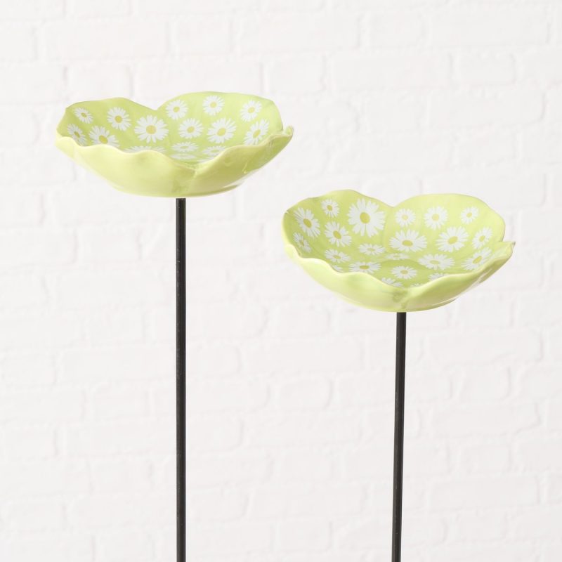 Piquet de Jardin "Daisie" Bain d'Oiseau Poterie Verte Clair Fleurie H.78,5cm – Image 7