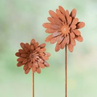 Piquet de Jardin Fleur Petula en Métal Rouillé H.56cm