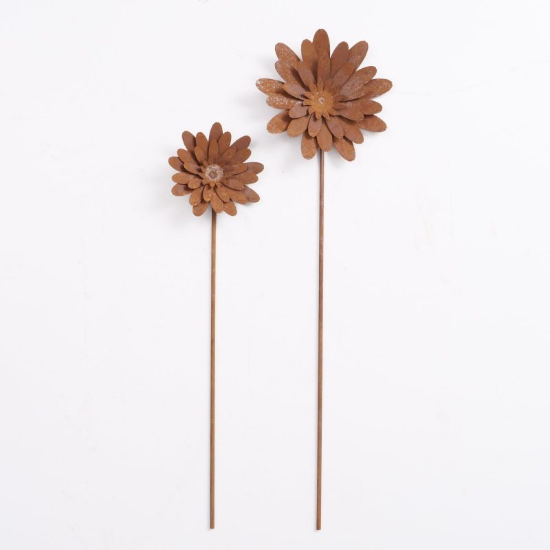 Piquet de Jardin Fleur Petula en Métal Rouillé H.69cm – Image 3