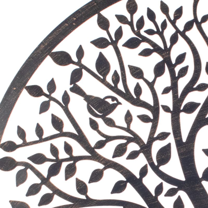 Cercle "Arbre de Vie" Mural en Métal Noir avec Oiseaux  ø82cm – Image 2