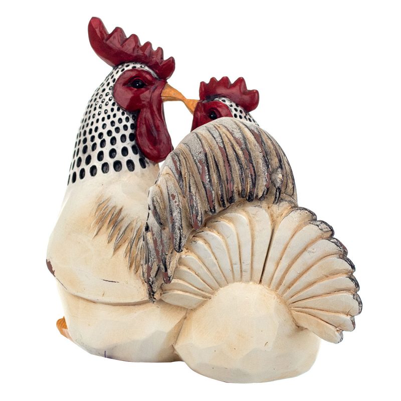 Couple Poule et Coq en Résine 18x13x16cm – Image 2