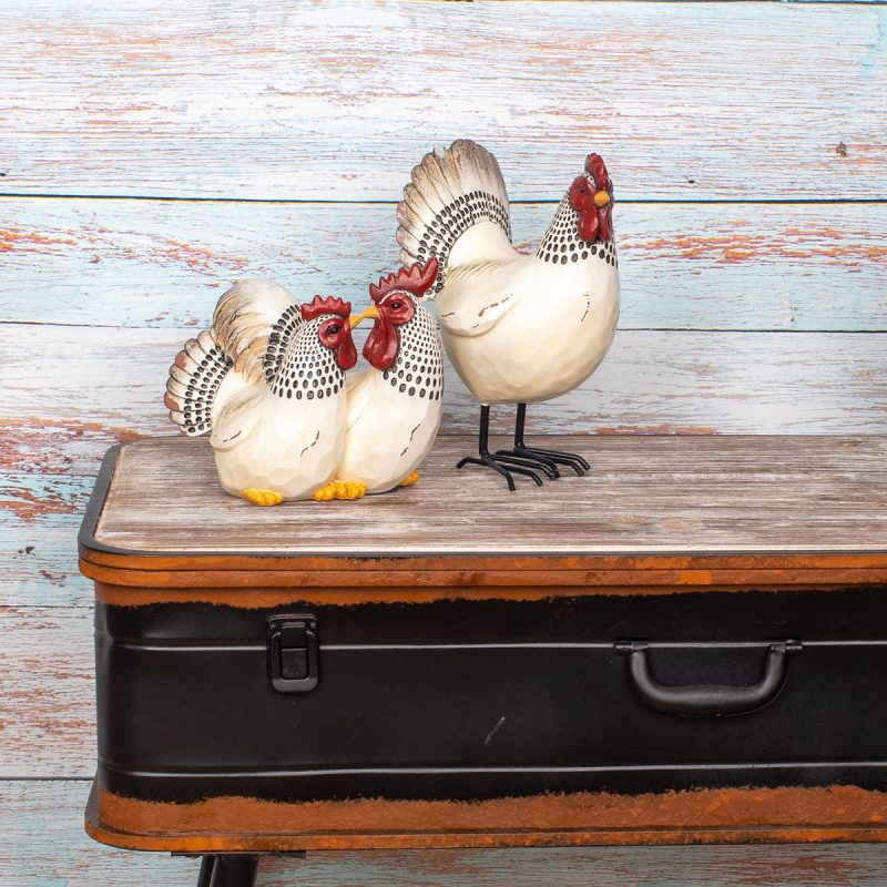 Couple Poule et Coq en Résine 18x13x16cm – Image 3