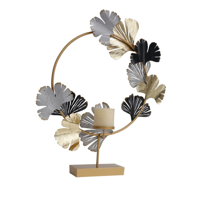 Bougeoir Ornemental "Ginkgo" en Métal 54x14x62,90cm – Image 2