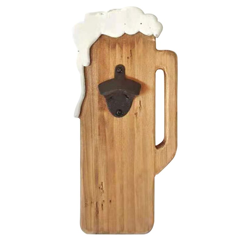Décapsuleur "Bière" Mural en Bois 17x4x36cm