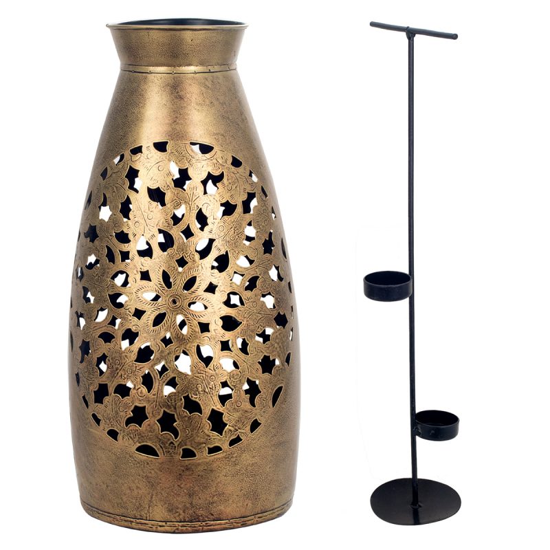Lanterne en Fer Doré 27x27x58,50cm – Image 2