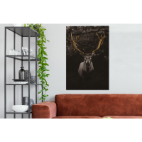 Toile Cerf Noir & Blanc aux Bois Dorés 80x120cm – Image 3