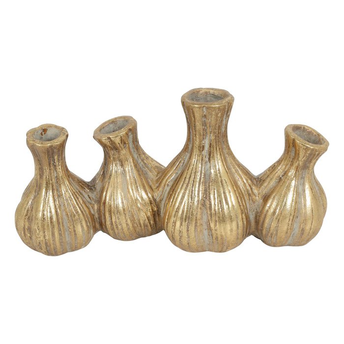 Vase Multi en Céramique Dorée 26x10x13.5cm