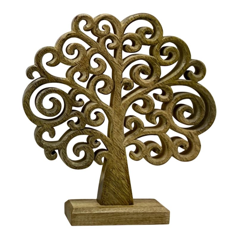 Arbre de Vie sur Socle en Bois Naturel 25x5x28cm