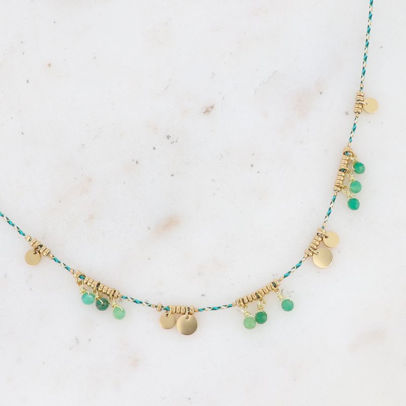 Collier Jasmina - Pampilles et Pierres Naturelles Agate Verte