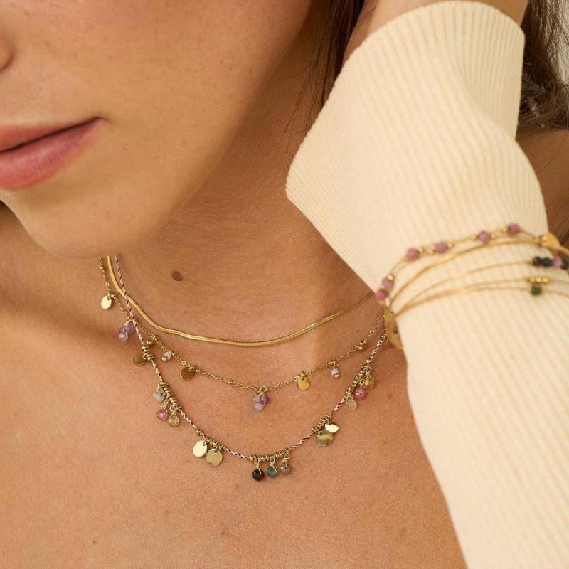Collier Jasmina - Pampilles et Pierres Naturelles Agate Verte – Image 2