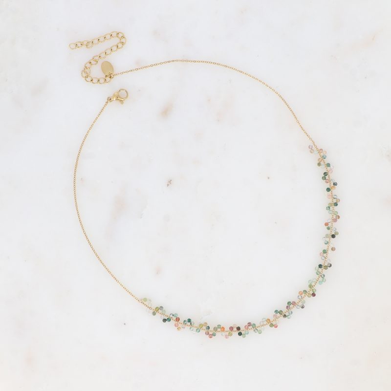 Collier ZigZag Doré - Pierres Naturelles Agate Indienne – Image 2
