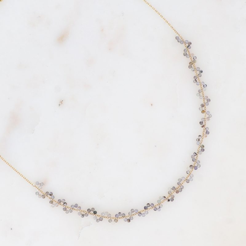 Collier ZigZag Doré - Pierres Naturelles Agate Multi