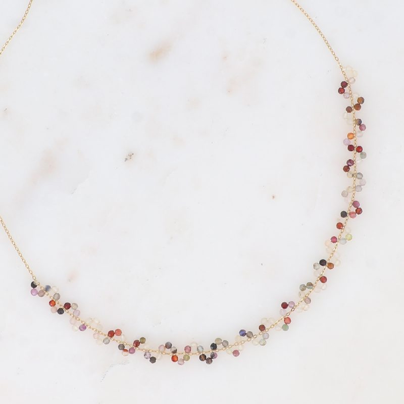 Collier ZigZag Doré - Pierres Naturelles Tourmaline