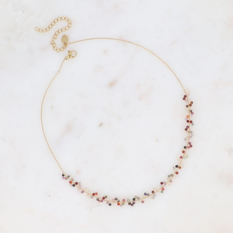 Collier ZigZag Doré - Pierres Naturelles Tourmaline – Image 2