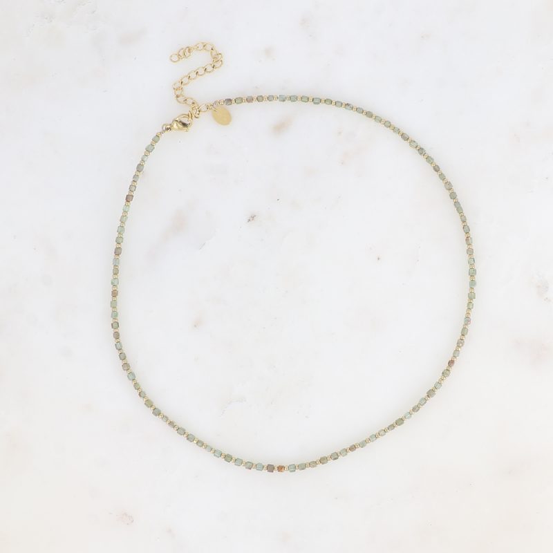 Collier sur Câble - Pierres Naturelles Cubiques Agate Verte – Image 2