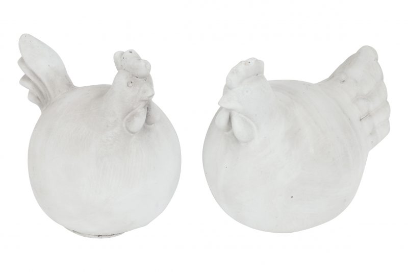 Poulet en Polystone Blanc, 2 Modèles au Choix 12,8x12,6x15cm