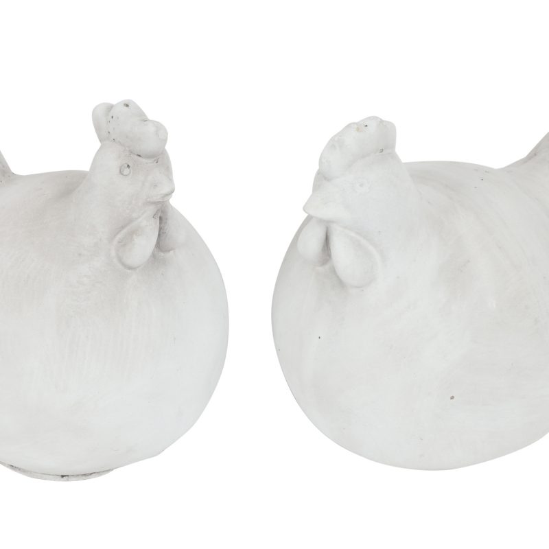Poulet en Polystone Blanc, 2 Modèles au Choix 12,8x12,6x15cm