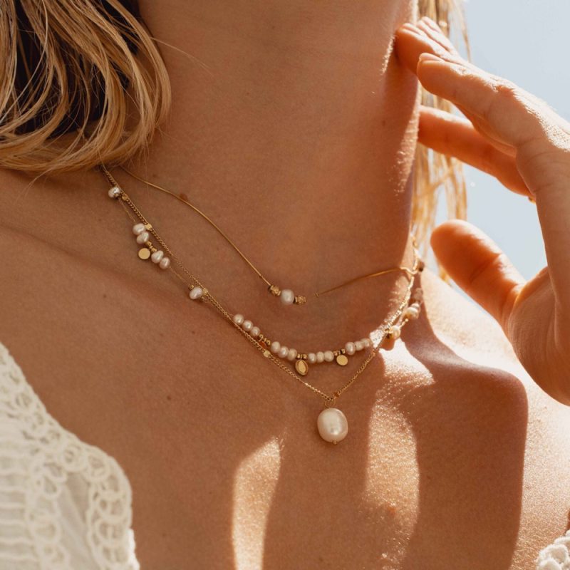 Collier Daniela - doré perles d'eau douce