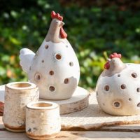 Poule en Céramique, LED, 14x12x15cm – Image 2
