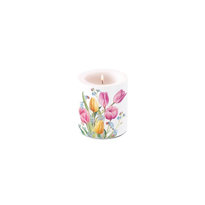 Bougie Paraffine Décor Tulipes ø8cm
